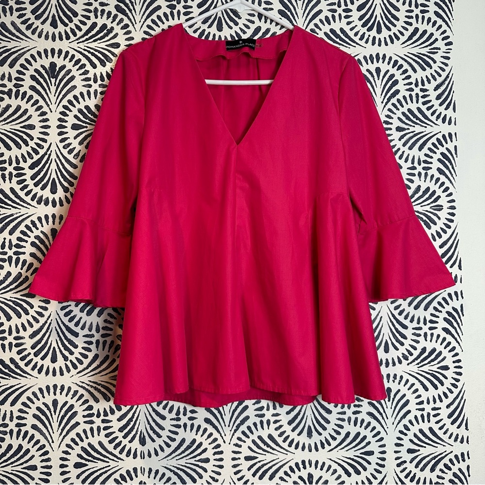 Tuckernuck Pomander Place Pink Cotton Bell Sleeve Blouse - Picture 2 of 11